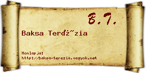 Baksa Terézia névjegykártya