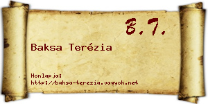 Baksa Terézia névjegykártya